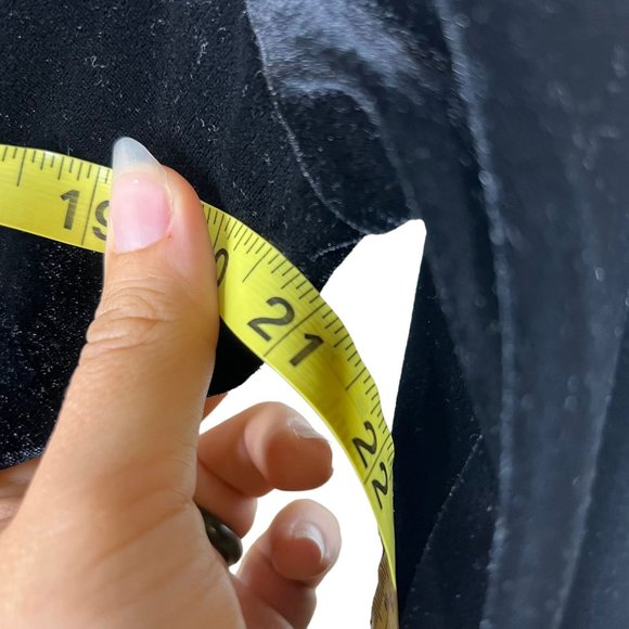 Vintage 90s Black Velvet Long Sleeve V Neck Full Length Dress Large - Picture 8 of 10